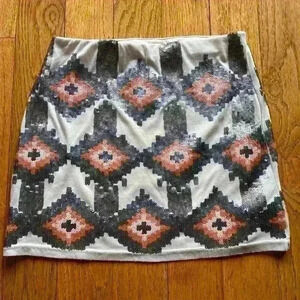 Sequins Beyoncé Southwestern Aztec bling Mini Skirt Tribal Cowgirl Boho Y2K cow